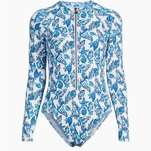 Lilly Pulitzer Randee rashguard one piece swimsuit Shell Collector NWT size 14